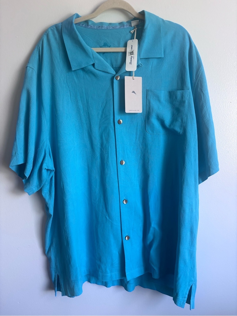 NWT Tommy Bahama Turquoise Silk Short-Sleeve  Camp Shirt size XXXL